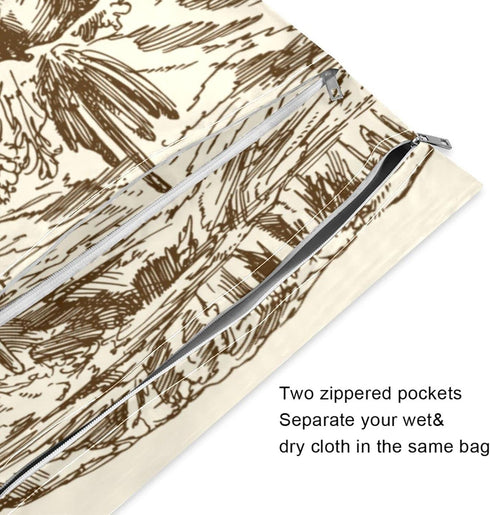 2pcs Western Desert Cowboy Wet Dry Bags,Waterproof Reusable Cloth Diaper Wet Dry Bags for Travel,Diapers,Dirty Gym Clothes and Toiletries...