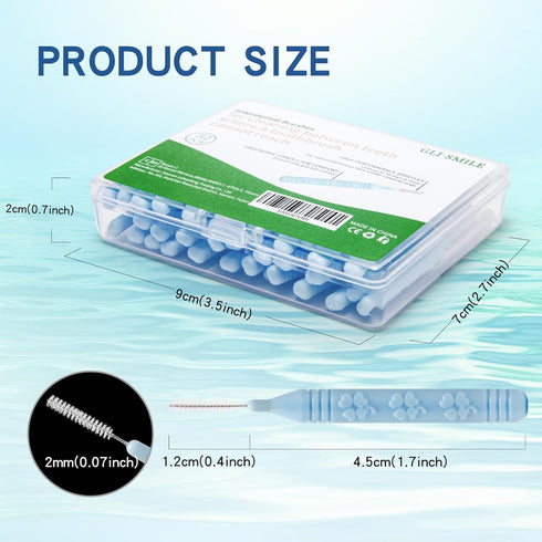 Slim Interdental Brushes, Orthodontic Brushes for Braces, Oral Dental Hygiene Flosser Cleaning Tool for Deep Cleaner 0.7-0.8mm Medium/Large Gaps 3...