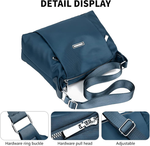 Ladies Crossbody Handbag Roomy Shoulder Bag Tote Bag Waterproof Nylon Hobo bag Multi-Pocket Messenger Bag for Women...