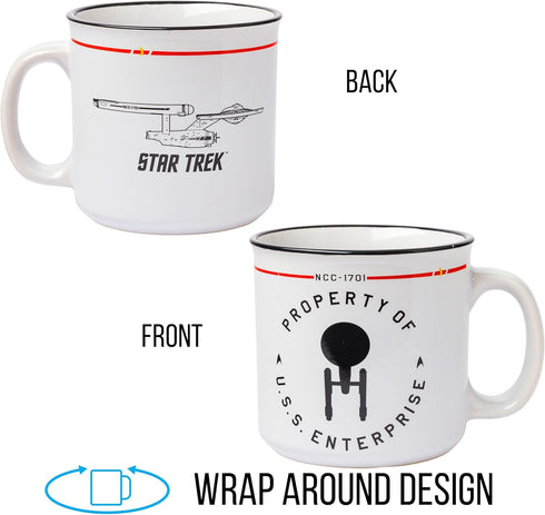 Silver Buffalo Star Trek NCC-1701 Property of The USS Enterprise Ceramic Camper Mug, 20 Ounces...