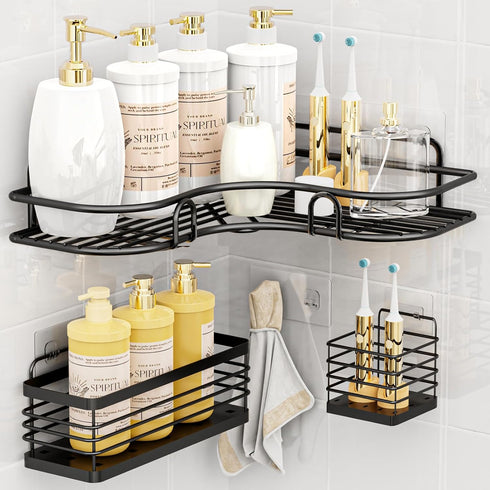 4 Pack Shower Caddy Adhesive,Shower Shelf Adhesive Replacement,No Drilling Shower Adhesive Strips for Shower Caddy,Bathroom Shelves and Kitchen Ra...