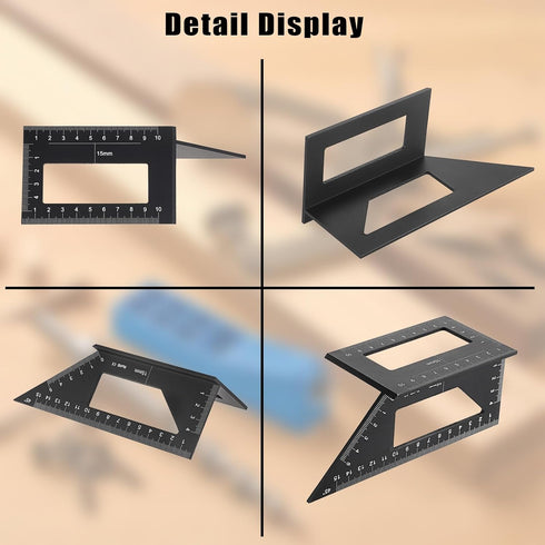Sumnacon 3D Measuring Ruler Set of 2 45/90 Degree Layout Measuring Tool for Drawing Angle Line Aluminum Alloy Square Ruler for Woodworking Precise...