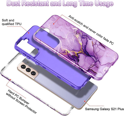 Lamcase for Galaxy S21 Plus 5G Case, Heavy Duty Shockproof Hybrid Hard PC Soft TPU Bumper Three Layer Drop Protection Anti-Fall Cover for Samsung ...