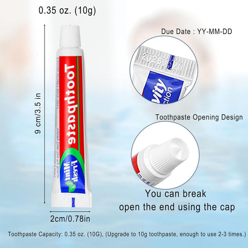 50 Tubes Bulk Travel Size Toothpaste,Extra Small 0.35oz Small Toothpaste Travel Size Bulk 0.8x3.5 inches Peppermint Mini Disposable Toothpaste for...