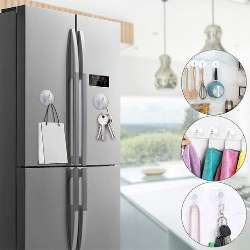 Suction Cup Hooks, 10Pcs Removable Window Suction Cups with Hooks Including 3 Sizes for Glass, PVC Suction Cups with Hooks for Shower, Bathroom an...