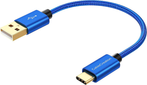 CableCreation Blue 6 inch Short USB to USB C Cable,USB A to USB C Cable 3A Fast Chargin, Braided USB C Male to USB Male Cable for Power Bank, Gala...