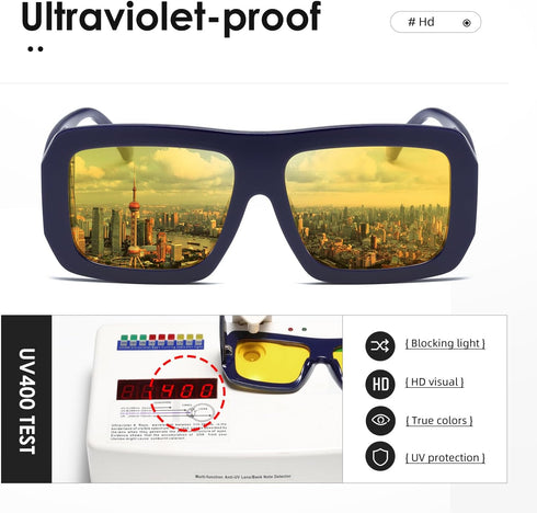 kimorn Sunglasses Womens Men Trendy Retro Sun Glasses Oversize Square Frame Shades K1571...