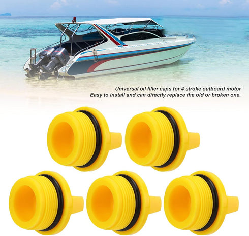 Yellow Oil Filler Caps, Engine Oil Filler Caps Great Replacement Parts Strong ABS Plastic for 4 Stroke Outboard Motor for Outboard Motors...