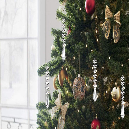 HOHIYA 30pc Hanging Crystals for Centerpieces Acrylic Chandelier Garland Beads Strands Prism Decorations Wedding Party Manzanita Christmas Tree Or...