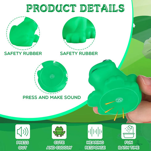 Zubebe Rubber Frogs Squeak and Floating Frog Sea Turtle Rubber Bath Toy Baby Shower Swimming Bathtub Toys for Shower Frogs Bathtub Birthday Party ...