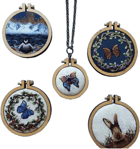 10 Pieces Mini Wood Hoops Punched Small Hoop Ring for Cross Stitch Frame Embroidery Hoop Arts DIY Pendant Crafts Tool (Round Shape - 3cm*2.5cm)...