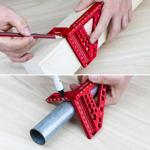 Versatile Carpenter Square Scribing Ruler, 3D Multi-Angle Measuring Tool with Angle Pin Aluminum Alloy 22.5-90 Degree, CM Scale for Woodworking, E...