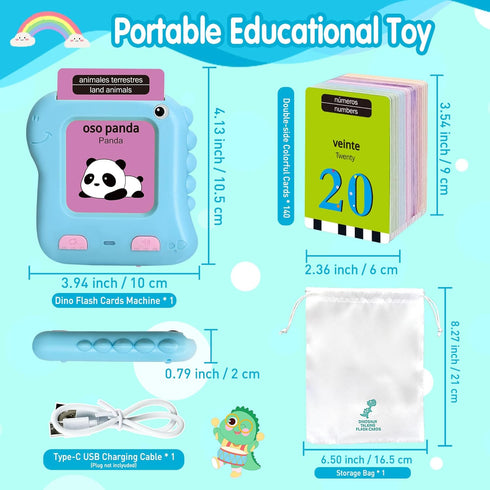 Toddler Bilingual Talking Flash Cards, 280 English & Spanish Sight Words,Kids Toddler Speech Therapy Toys for 2 3 4 5 Year Old Boys Girls,Preschoo...