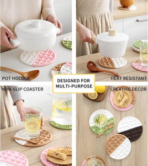 Creative Trivet for Hot Pots and Dishes, 6.3 Inch Flexible Silicone Pot Holders Hot Pads, Anti-Slip Coaster, Heat Resistant Mat Multi-Use Creative...