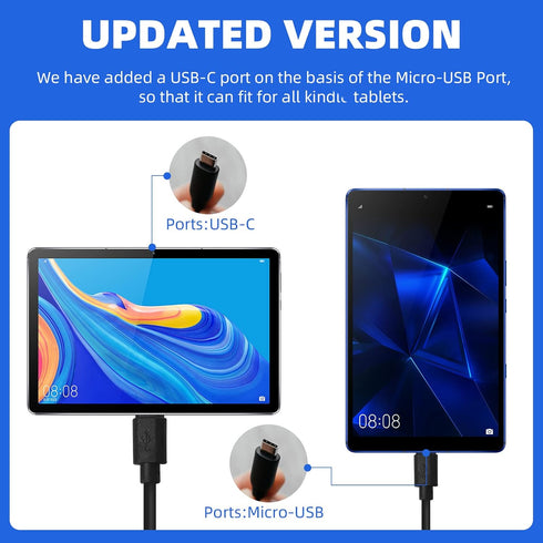 Fast Charger with 6.6Ft USB Type-C&Micro USB Cable,AC Adapter,2A Rapid Charger for All New All-New Fire 7 HD 8 10 Plus Tablet, Kids Pro, Kids Edit...