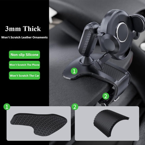 Car Phone Holder Mount, 360 Degree Rotation Cell Phone Holder for Car, Dashboard Clip Mount Car Phone Stand Compatible for 4.7 to 6.7 inch Smartph...