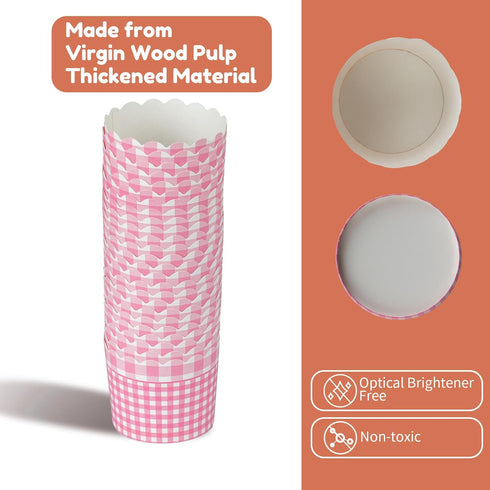 100pcs Baking Paper Cupcake & Muffin Liners - 2.4 Inches, No Baking Pan Needed, Thick & Sturdy, High Temperature & Oil Resistant, Non-stick - Pink...