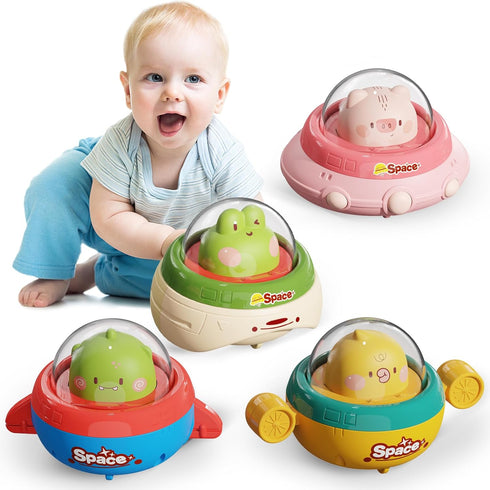 4PCS Animal Toy Cars for Toddlers 1-3,Press and Go Car Toys for ages 0-2,Spaceship 1 Year Old Boy Toys,First Birthday Gift Infant Car Toys for 1 Y...