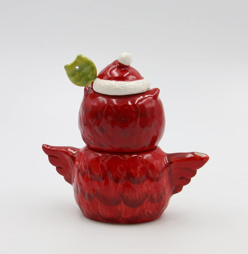 Owl Sugar and Creamer, 5 3/4 X 2 7/8 X 5 3/8"H, Red, White, Black, Green...