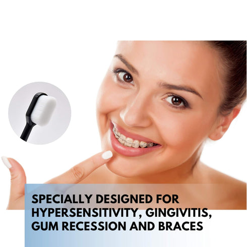 Extra Soft Toothbrush for Sensitive Gums and Teeth with 20,000 Ultra Soft Bristles. Micro-Nano Toothbrush. Excellent Cleaning Effect (2 Pack) (Whi...