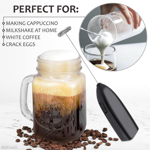 Daily-buy 4pcs Electric Mini Kitchen Stirrer Milk Frother Coffee Egg Milk Shake Mixer Stainless Steel Battery Operated Coffee Stirrer for Foamer &...