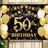 Saliyaa 7x5ft Happy 50th Birthday Backdrop,Happy Birthday Party Decoration, Black Gold Birthday Sign Poster Photo Booth Backdrop Background Banner...
