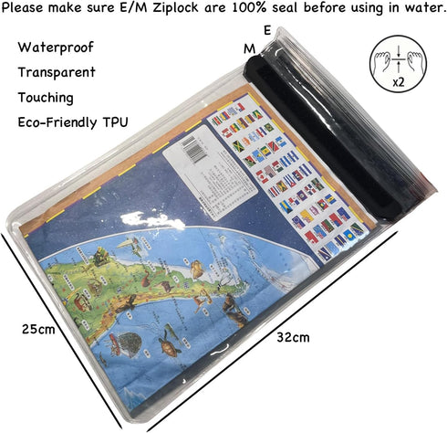 Waterproof Map Case 13 inch Clear Dry Tablet Bag A4 Waterproof Map Pouch Holder for Camping Hiking kayaking Biking Traveling...