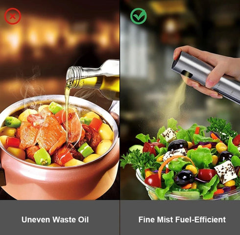 A&J Essentials Oil Sprayer for cooking- 100mL stainless steel, modern, durable, sleek design - Baking, Salad, Grilling, BBQ, Roasting - Oil dispen...