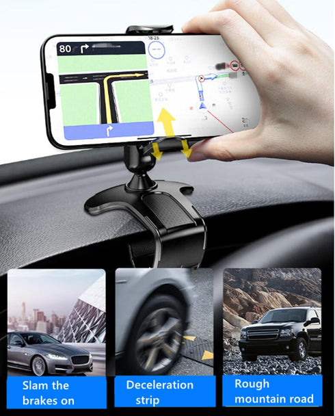 Car Dashboard Phone Clip Holder,360°Rotating Dash Steering Wheel Cell Phone Clamp Mount Stand Compatible with 4-7 Inch Smartphones Holder...