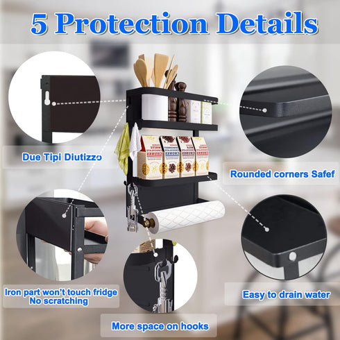 Dr.BeTree Magnetic Spice Rack for Refrigerator Magnetic Paper Towel Holder Shelf Fridge Magnet Organizer Spice Rack Organizer Kitchen Organization...