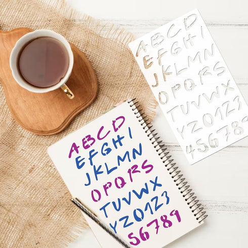 20 Pieces Letter Stencils Reusable Letter Stencils for Painting on Wood, Plastic Alphabet Numbers Stencils, Letter Stencil Template for Notebook, ...