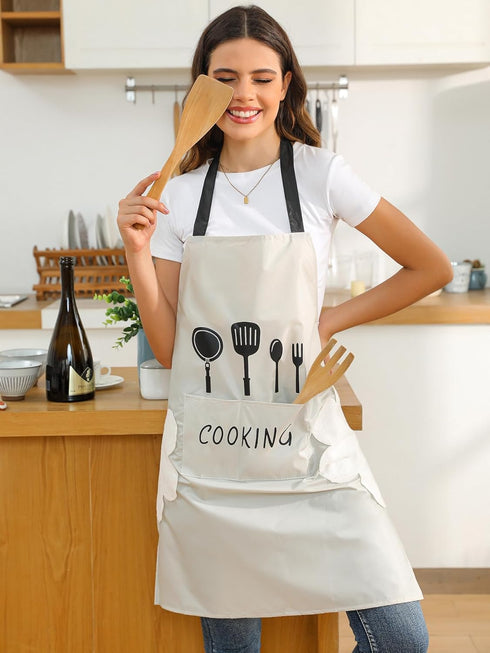 Kitchen Apron with Hand Wipe, Aprons for Women with pockets,Waterproof for Cooking Baking Painting...