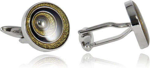 Black & Gold Depth Charge Enamel Cufflinks by Cuff-Daddy...