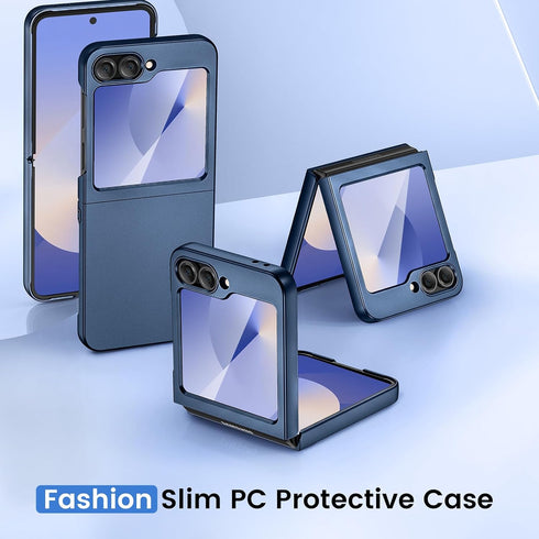 Ruky for Galaxy Z Flip 6 Case, Hard PC Ultra Slim Anti-Scratches Shockproof Wireless Charging Phone Case, Built-in Back Screen Protector, Shockpro...