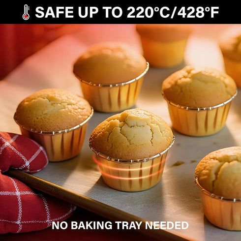 EUSOAR Gold Cupcake Cups, 3.5 Oz 50pcs Disposable Foil Muffin Liners, Gold Cupcake Baking Cups, Ramekin Aluminum Cupcake Tip Pan Ramekin Holders, ...