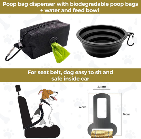 Urban Upstyle Double Handle Heavy Duty Dog Leash with Bungee Cord Stretch Seat Belt Latch and Poop Bag Dispenser (Army Green)...