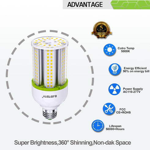 Amazon High Brightness LED Light Bulb 1 Pack LED Bulbs,150W120W100W80W60W30W LED Corn Bulb, E26 Base, 4000LM LED Light Bulb for Garage Household L...
