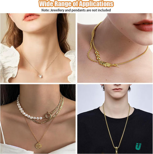 Fesorsi Gold Necklace Chain for Jewelry Making, 65ft 8 Style Jewelry Bracelet Chain Roll Rolled Steel DIY Bulk Link Plated Permanent for Earring A...