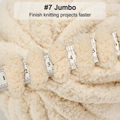 Chenille Chunky Yarn Super Bulky Soft Thick Fluffy Jumbo Giant Washable Polyester Big Yarn DIY for Arm Knit Blanket Cushion Bed Sofa Home Decor,Be...