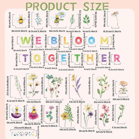 60 Pcs Wildflower Bulletin Board Kit Flower Classroom Bulletin Board with Borders Spring Bulletin Board with Butterfly Daisy Flowers Cutouts for C...