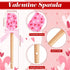 3 Pcs Valentine Silicone Spatulas with Wooden Handles Valentine Pattern Heat Resistant Baking Silicone Spatulas with Pink Satin Ribbon Bows for Ba...