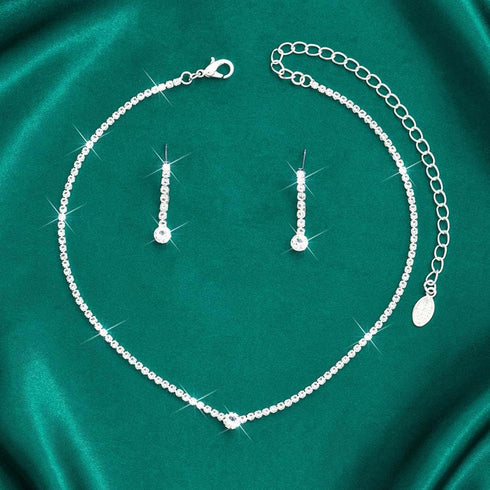 Unicra Silver Bridal Wedding Jewelry Set Rhinestone Necklace Earrings Sets Crystal Formal Costume Jewelry for Women and Brides...