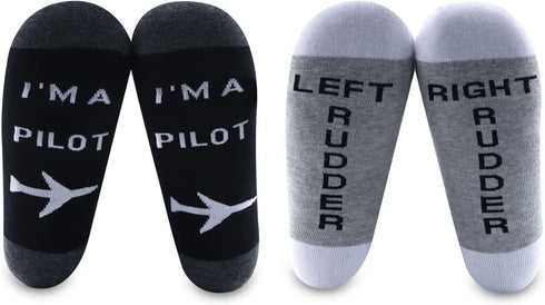 MBMSO Pilot Gifts 2 Pairs Left Rudder Right Rudder Aviation Themed Socks...