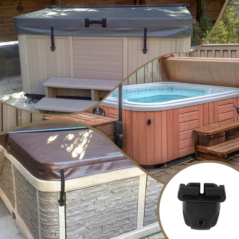 4 Sets Spa Tub Cover Clip Replacement Kit, Black Spa Hot Tub Cover Clip Lock Kit Replace Broken Latches Repair Kit with Keys & Hardwares Accessori...