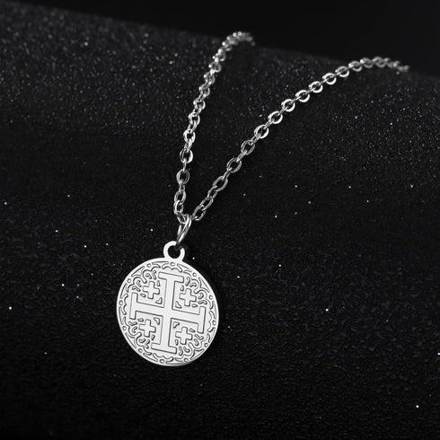 Jude Jewelers Stainless Steel Jerusalem Cross Religious Prayer Statement Pendant Necklace...