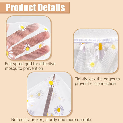 Mosquito Net for Stroller,Baby Pram Net Portable Daisy Print Stroller Netting Cover Perfect Bug Net for Strollers,Bassinets,Mini Crib,Cradles and ...