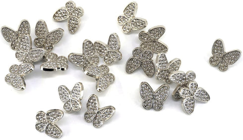 Rhinestone Wings Butterfly Metal Base Sewing Shank Buttons 20 Pcs - 15mm, 5/8"...