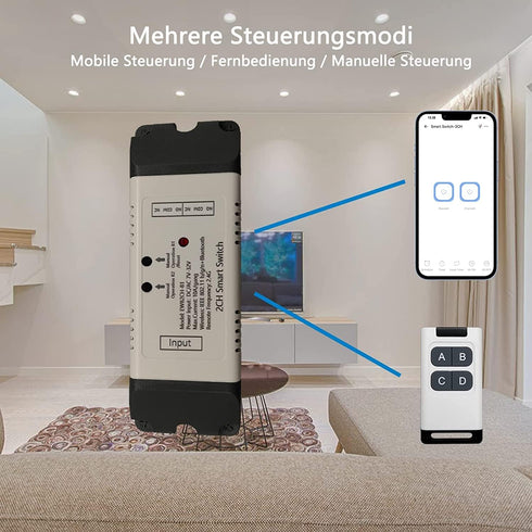 2 Channel EWelink Wireless Switch with Enclosure WiFi Switch Module Remote Control DIY Smart Home Bluetooth Relay 7-32V Power Input Compatible wit...