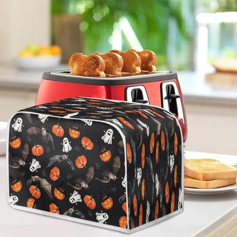 Bat 2 Slice Toaster Covers, Pumpkin Ghost Anti-Sputtering Bread Toaster Cover Toaster Dust Cover, Small Washable Kitchen Appliance Protector, Keep...