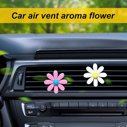 Cute Flower Floral Steering Wheel Cover, Embroidery Cute Flower Car Accessories Set with 2 Air Vent Clip Flowers, Universal Auto Interior Decor fo...